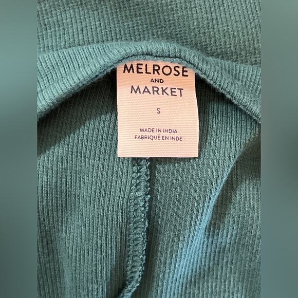 Melrose and Market Teal Bodycon Mini Dress Ribbed Knit Ruched | NWT Size Small - Picture 2 of 6